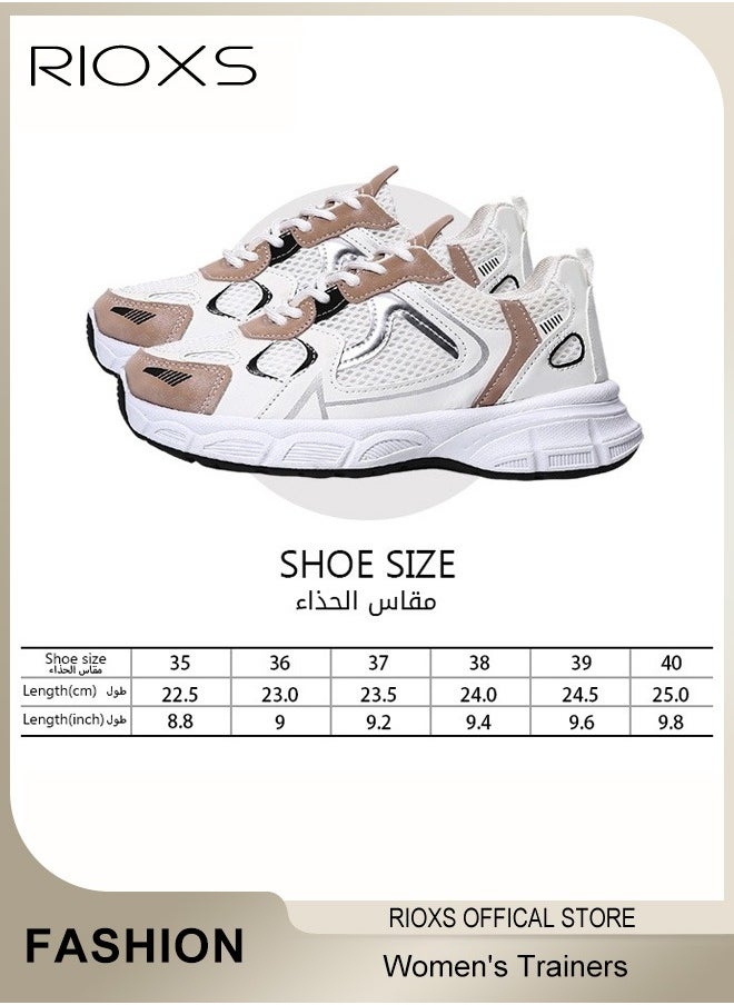 Women's Athletic Shoes, Fashionable Lightweight Sports Shoes, Casual Sneakers with Breathable Upper, Non-Slip Sole Sneaker, Comfort Outdoor Fitness Shoes for Running Jogging Walking And Daily Wear, Lace-up Platform Sneaker