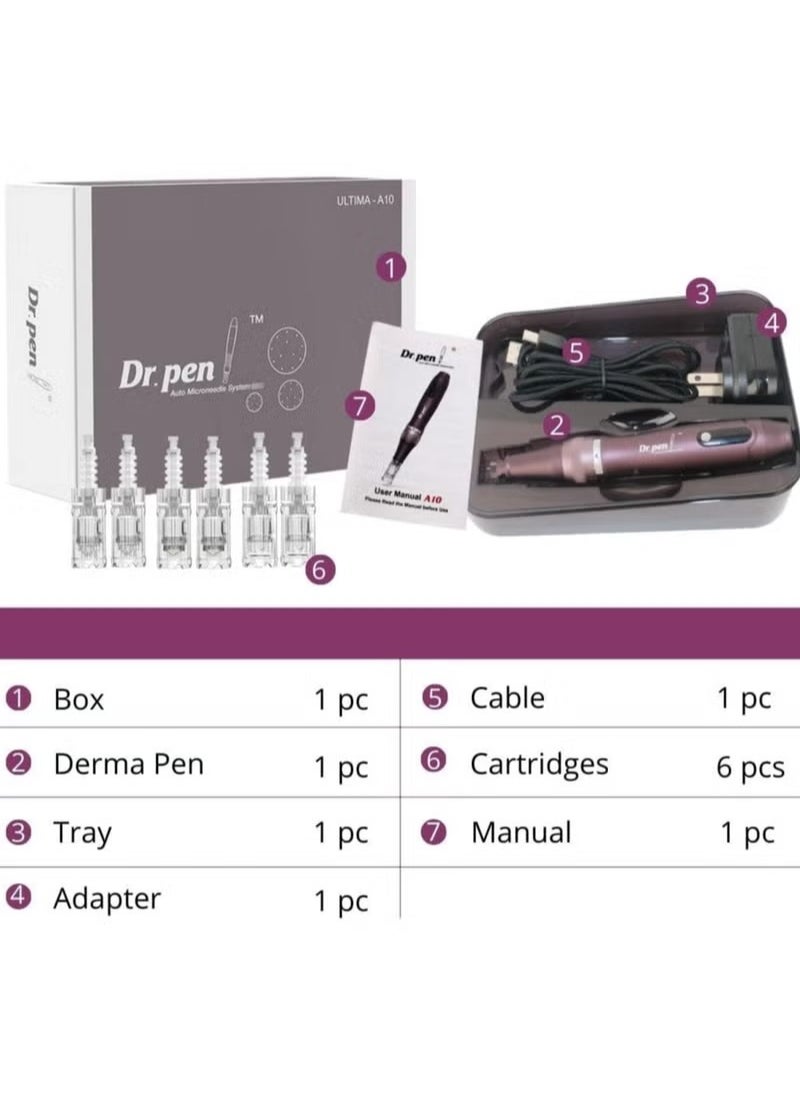 Dr. Pen Ultima A10 - Authentic Multi-Function Wireless Derma Beauty Pen - Trusty Skin Care Tool Kit for Fast Results