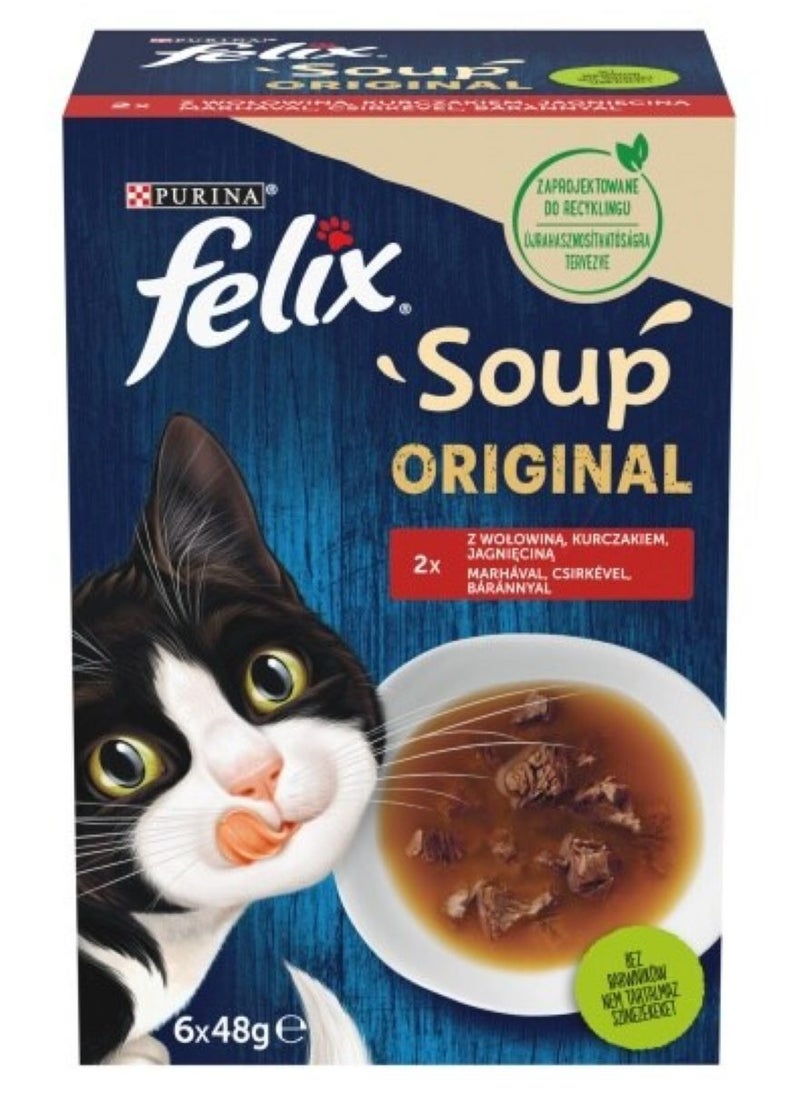 Felix Soup Beef Chicken & Lamb Selection (Pack Of 6) X 8 boxes Cat wet food