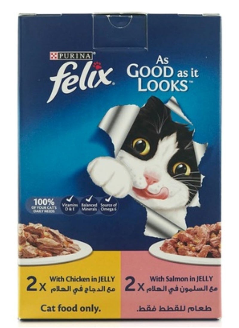 Felix as good as it looks cat food chicken and salmon 4 pack 340g X 6 Boxes