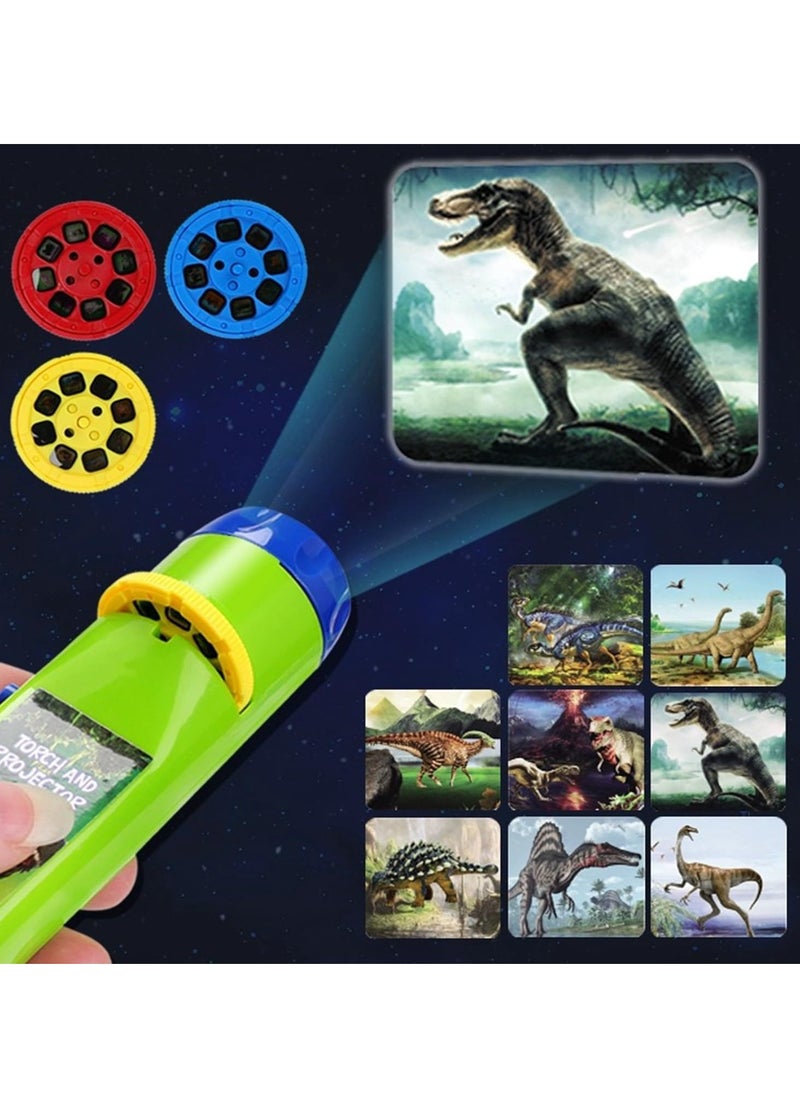 Children's Projector Toy Educational Science Set Wall Ceiling Tent Flashlight Toddler Flashlight Gift for Boys Girls (Dinosaur)