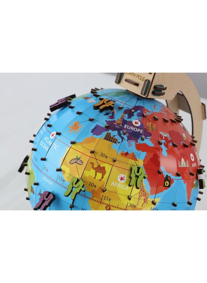 Globe Explorer Wooden Model Engineering Stem Learning Toy For Kids Ages 8 And Up