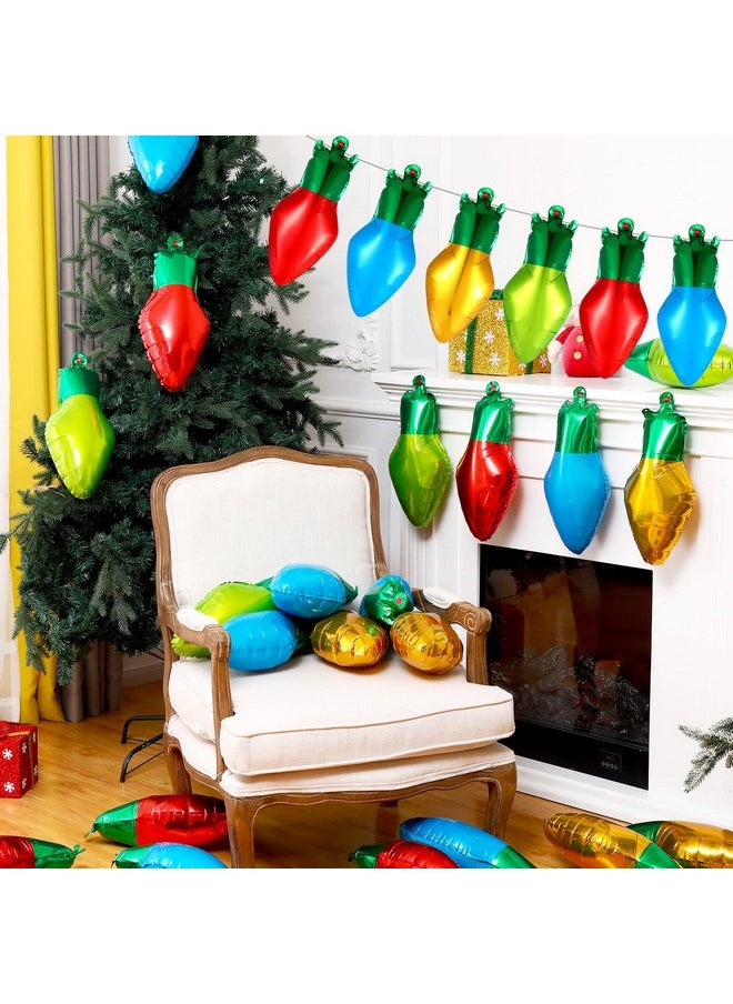 60 Pcs Christmas Light Bulb Balloon Christmas Balloons Xmas Light Bulb Foil Balloons Christmas Decor Balloons And 98 Feet Nylon Rope For Christmas Party Decorations