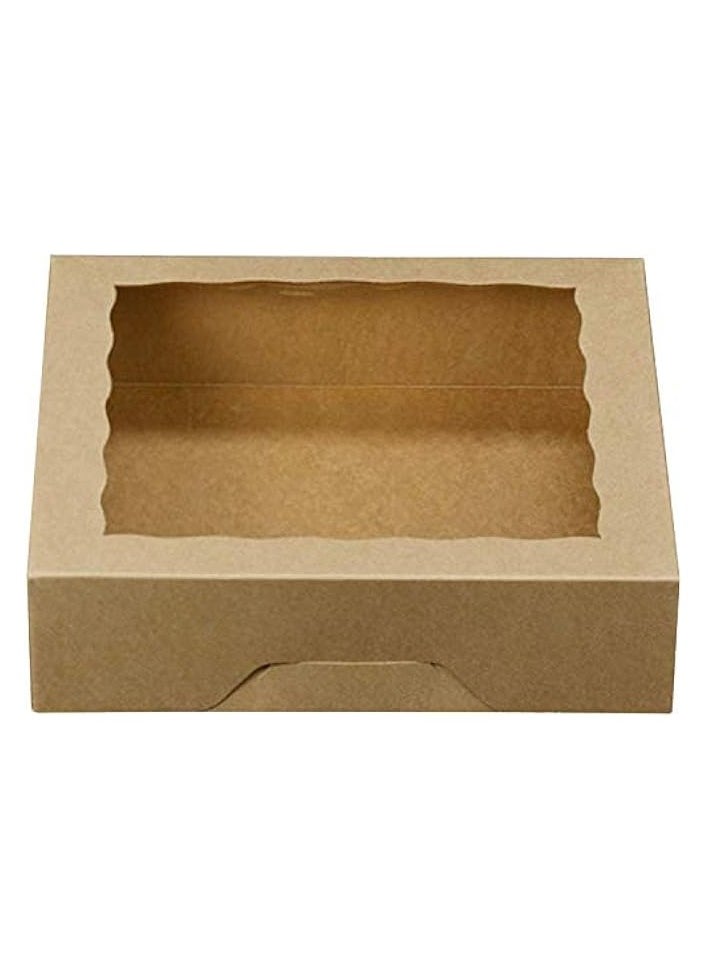 10inch Natural Kraft Bakery Pie Boxes With PVC Windows,Large Cookie box 10x10x2.5inch 12 of Pack (Brown,12)