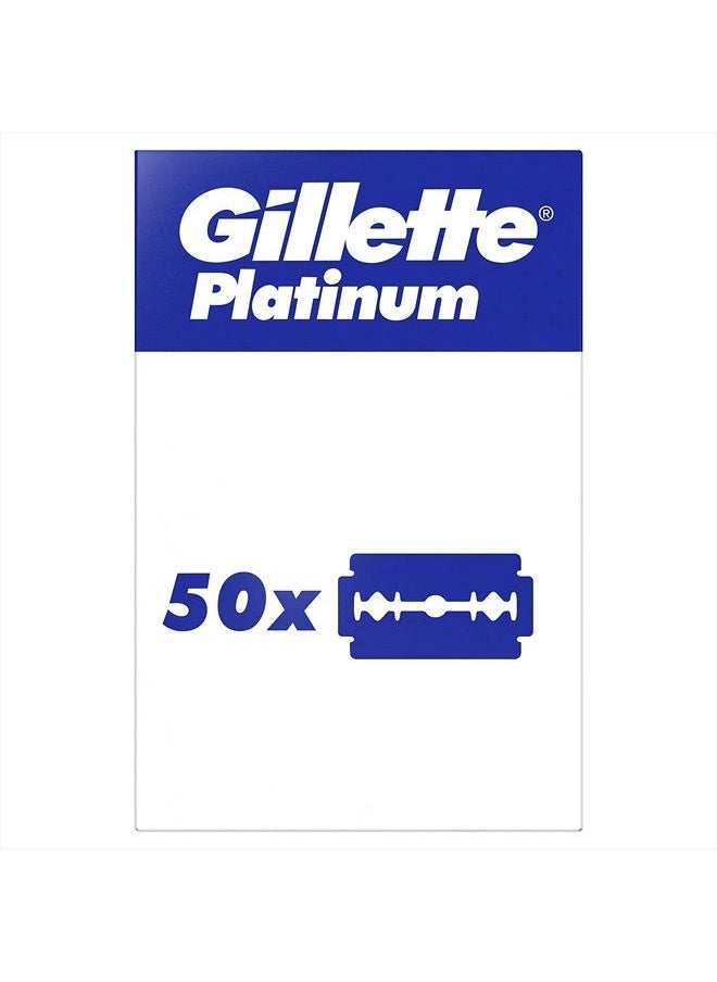 Double Edge Platinum Safety Razor Blades for Men, Pack of 50 Stainless Steel Refill Blades