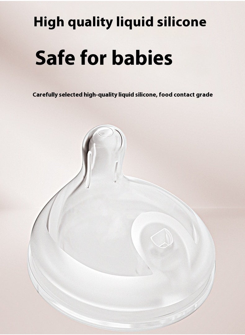 Anti-colic baby bottle, newborn baby bottle, made of high-quality liquid silicone, comes with two nipples