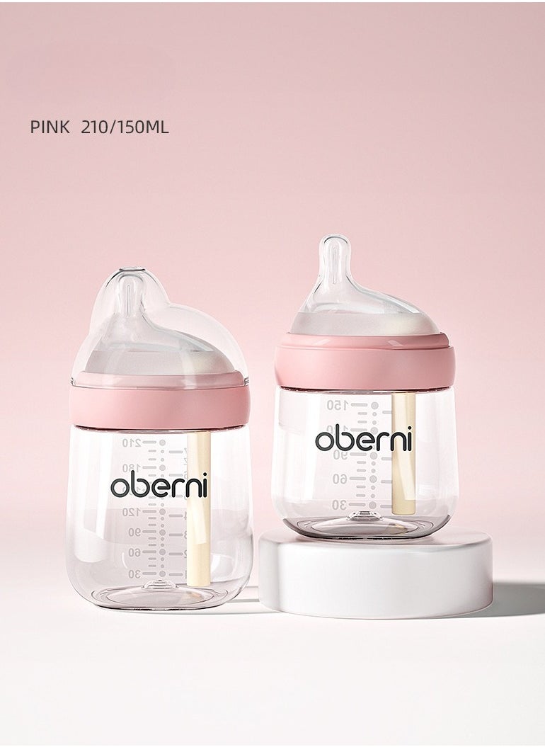 Anti-colic baby bottle, newborn baby bottle, made of high-quality liquid silicone, comes with two nipples