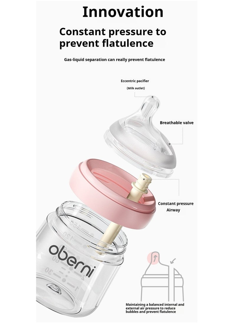 Anti-colic baby bottle, newborn baby bottle, made of high-quality liquid silicone, comes with two nipples