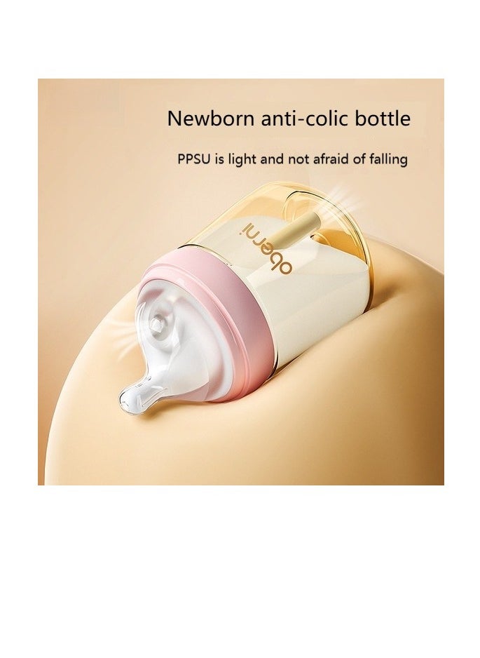 Anti-colic baby bottle, newborn baby bottle, made of high-quality liquid silicone, comes with two nipples