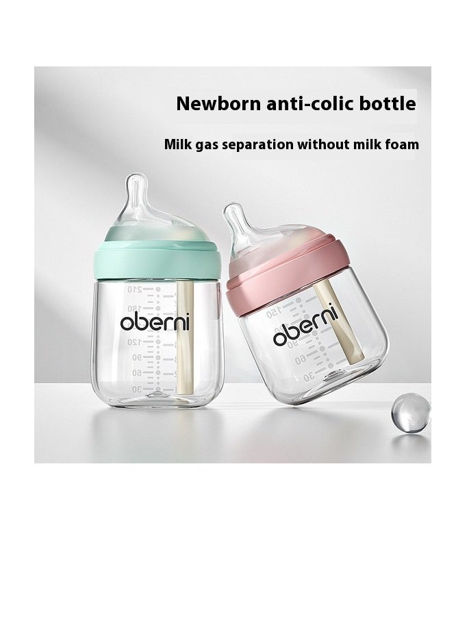 Anti-colic baby bottle, newborn baby bottle, made of high-quality liquid silicone, comes with two nipples