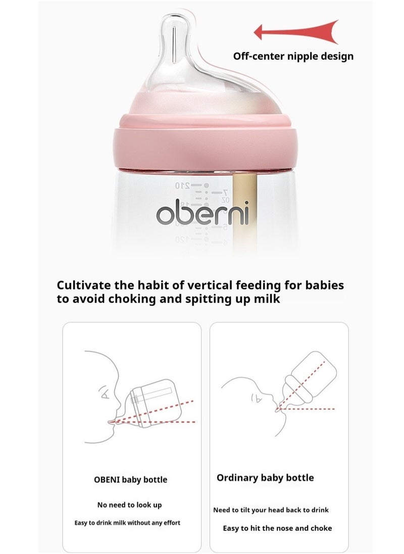 Anti-colic baby bottle, newborn baby bottle, made of high-quality liquid silicone, comes with two nipples