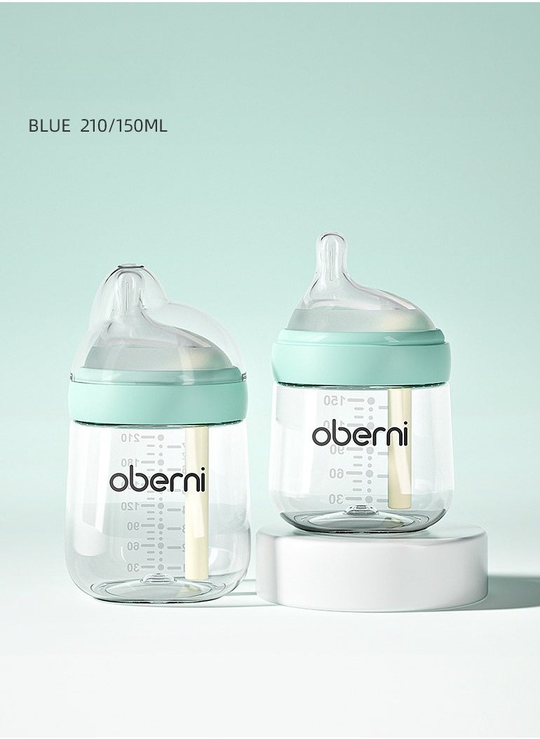 Anti-colic baby bottle, newborn baby bottle, made of high-quality liquid silicone, comes with two nipples