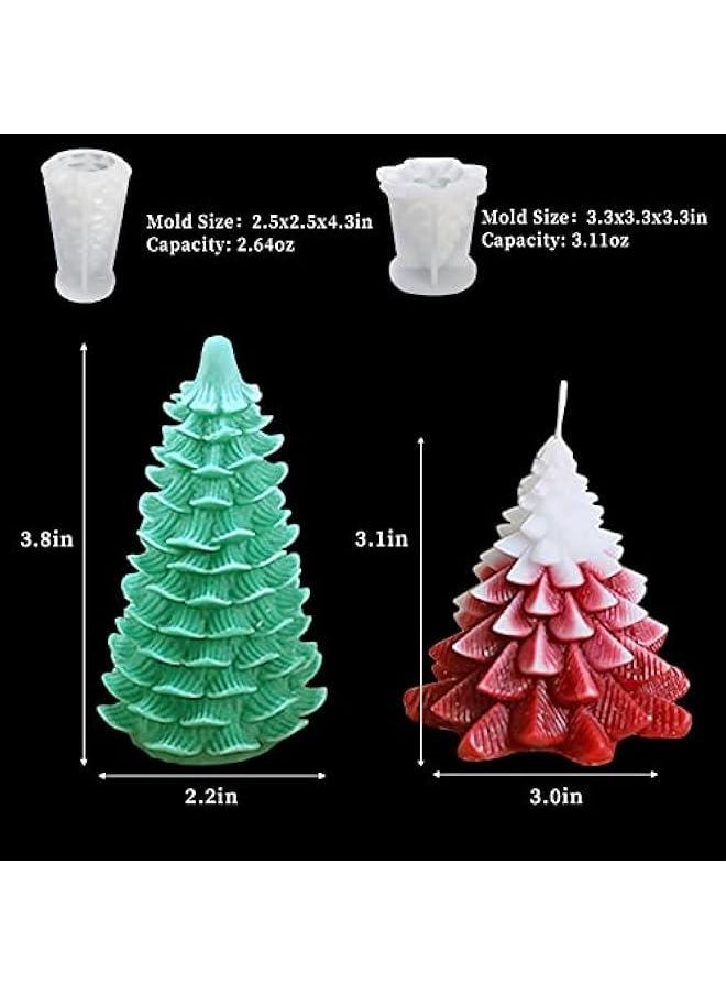 4PCS Christmas Tree Silicone Mold, 3D Candle Molds for Candle Making, Tree Shaped Silicone Epoxy Resin Mold, Ornament Mould for DIY Wax Candle Soap Art Craft Cake Chocolate Home Decor