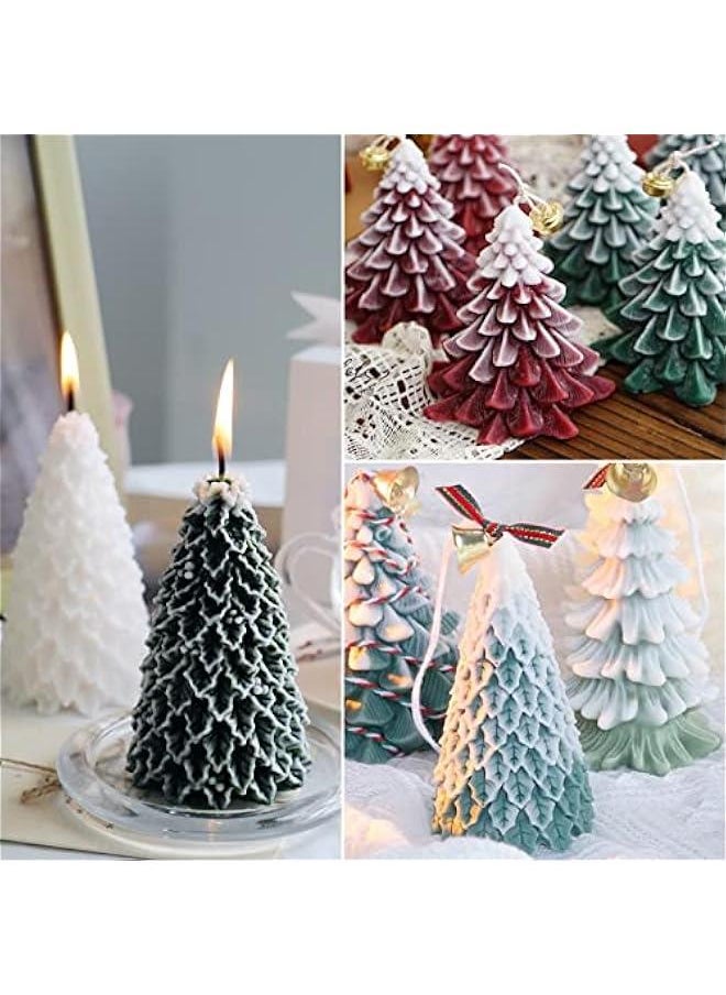 4PCS Christmas Tree Silicone Mold, 3D Candle Molds for Candle Making, Tree Shaped Silicone Epoxy Resin Mold, Ornament Mould for DIY Wax Candle Soap Art Craft Cake Chocolate Home Decor