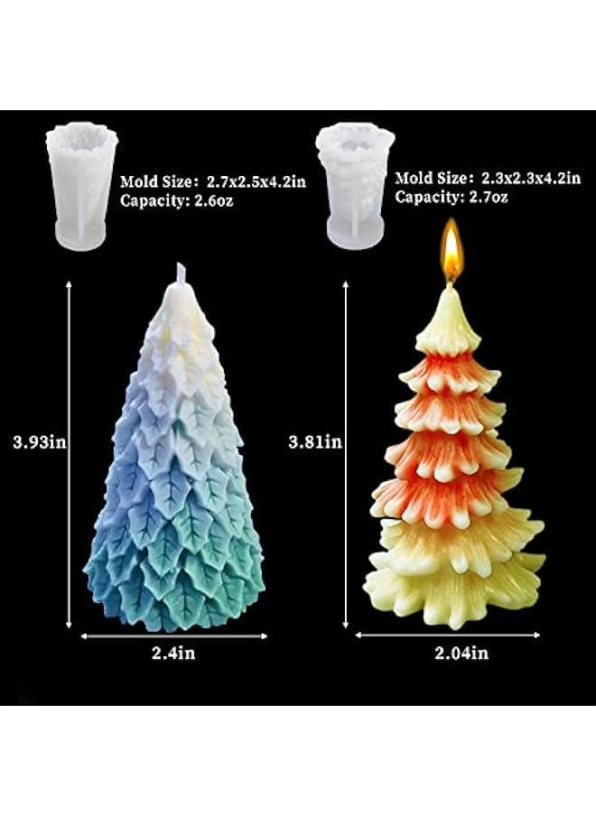 4PCS Christmas Tree Silicone Mold, 3D Candle Molds for Candle Making, Tree Shaped Silicone Epoxy Resin Mold, Ornament Mould for DIY Wax Candle Soap Art Craft Cake Chocolate Home Decor