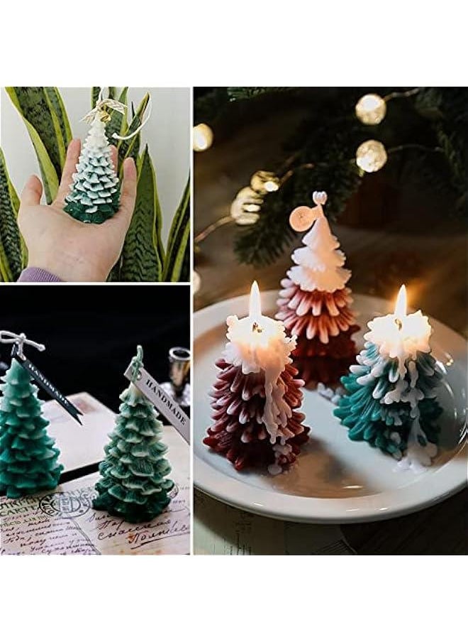 4PCS Christmas Tree Silicone Mold, 3D Candle Molds for Candle Making, Tree Shaped Silicone Epoxy Resin Mold, Ornament Mould for DIY Wax Candle Soap Art Craft Cake Chocolate Home Decor