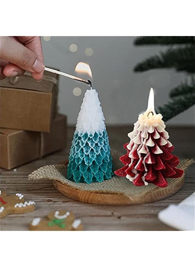 4PCS Christmas Tree Silicone Mold, 3D Candle Molds for Candle Making, Tree Shaped Silicone Epoxy Resin Mold, Ornament Mould for DIY Wax Candle Soap Art Craft Cake Chocolate Home Decor