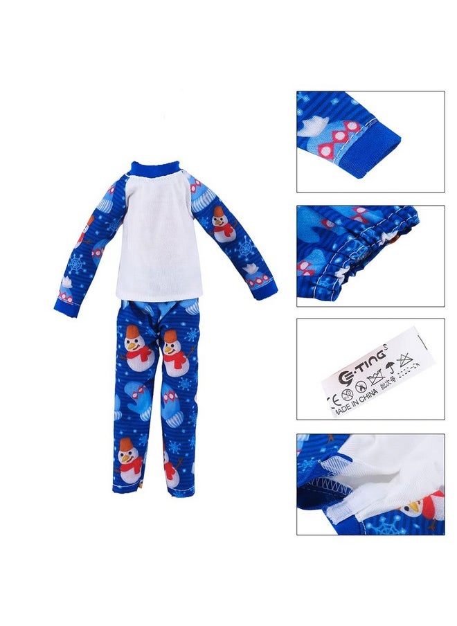 Santa Clothing Blue Snowman Nightshirt Pajamas Pjs Nightgown For Elf Doll Christmas Accessories