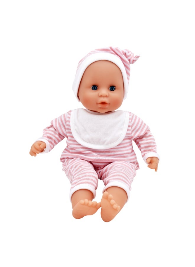 Baby Joy 15 inch Baby Doll With Sleeping Eyes Bottle & Dummy from Peterkin gift for kids of Age above 18 months