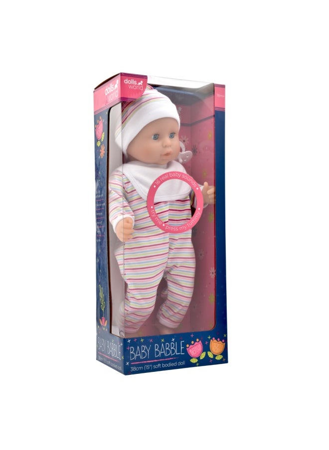 Baby Babble 15 inch Deluxe Soft Doll 16 Baby Sounds Sleeping Eyes from Peterkin gift for kids of Age above 3 years