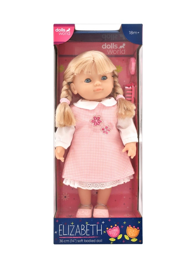 Elizabeth 14 inch Soft Doll Sleeping Eyes Outfit and Hair Accessories from Peterkin gift for kids of Age above 18 months