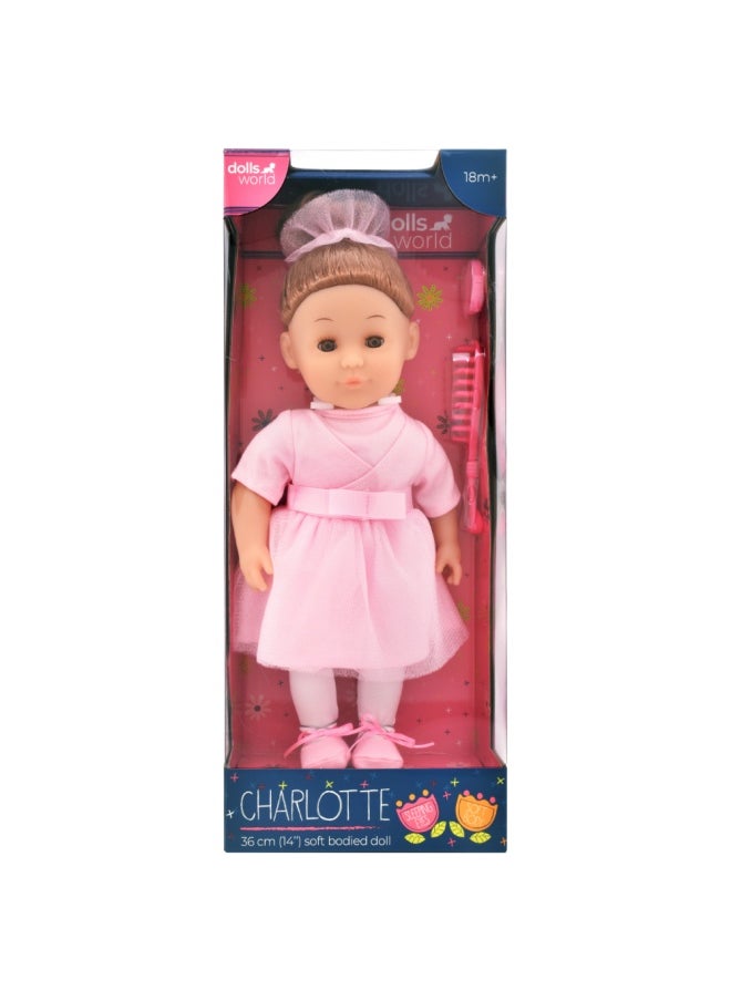 Charlotte 14 inch Soft Doll Sleeping Eyes With Hair & Accessories from Peterkin gift for kids of Age above 18 months