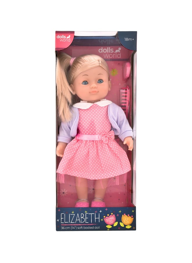 Elizabeth 14 inch Soft Doll Sleeping Eyes With Hair & Accessories from Peterkin gift for kids of Age above 18 months