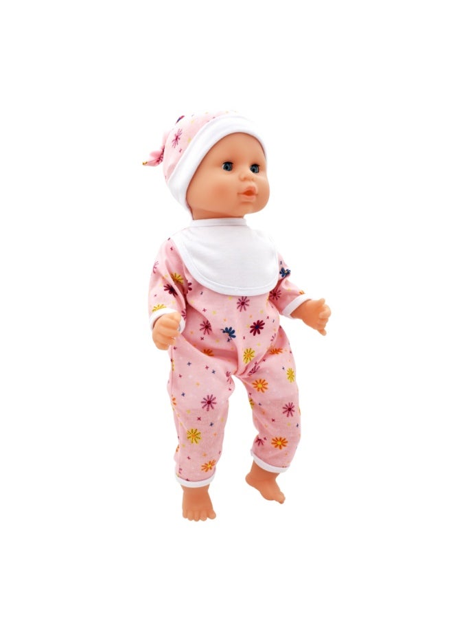 Baby Joy 15 inch Baby Doll With Sleeping Eyes Bottle & Dummy from Peterkin gift for kids of Age above 18 months