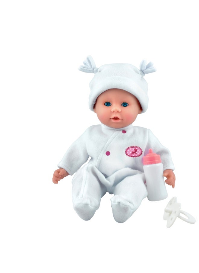 Little Treasure 15 inch Baby Doll With Sleeping Eyes Bottle & Dummy from Peterkin gift for kids of Age above 18 months