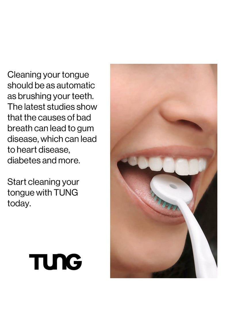 Tung Tongue Brush & Gel Kit | Tongue Cleaner for Adults | Tongue Scraper to Fight Bad Breath and Halitosis | Mouth Odor Eliminator | Fresh Mint | Made in America (Set of 2) - Black/White/Red - Color may vary