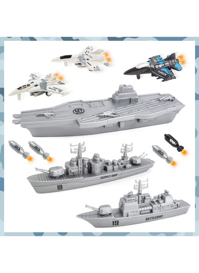 Aircraft Carrier Toy Military Submarine Naval Ship Play Set With Planes Army Toy Battleship For Kids Boys Girls