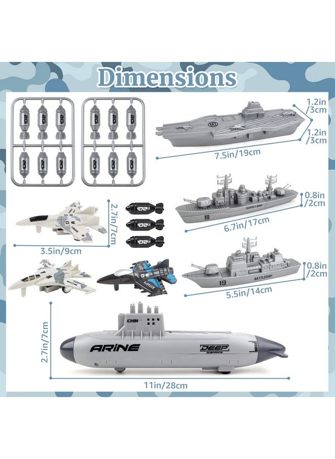 Aircraft Carrier Toy Military Submarine Naval Ship Play Set With Planes Army Toy Battleship For Kids Boys Girls