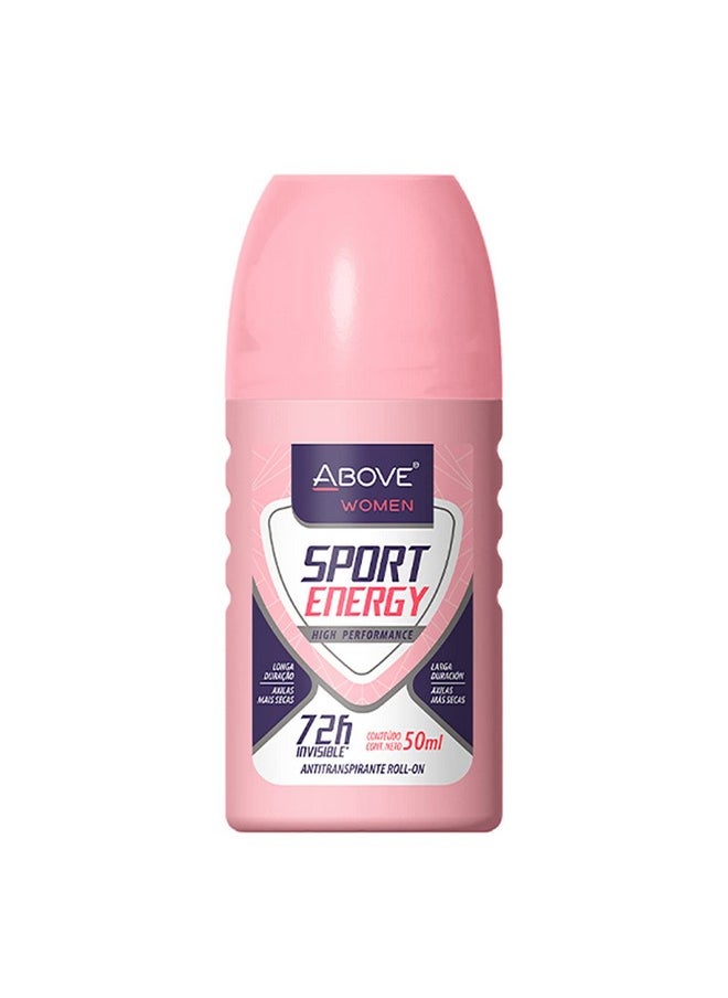 Roll-On Sport Energy, Women, 1.7 Oz - Deodorant For Women - 72-Hour Protection- Dry Touch - No Stains - Woody Floral Fragrance - All Skin Types