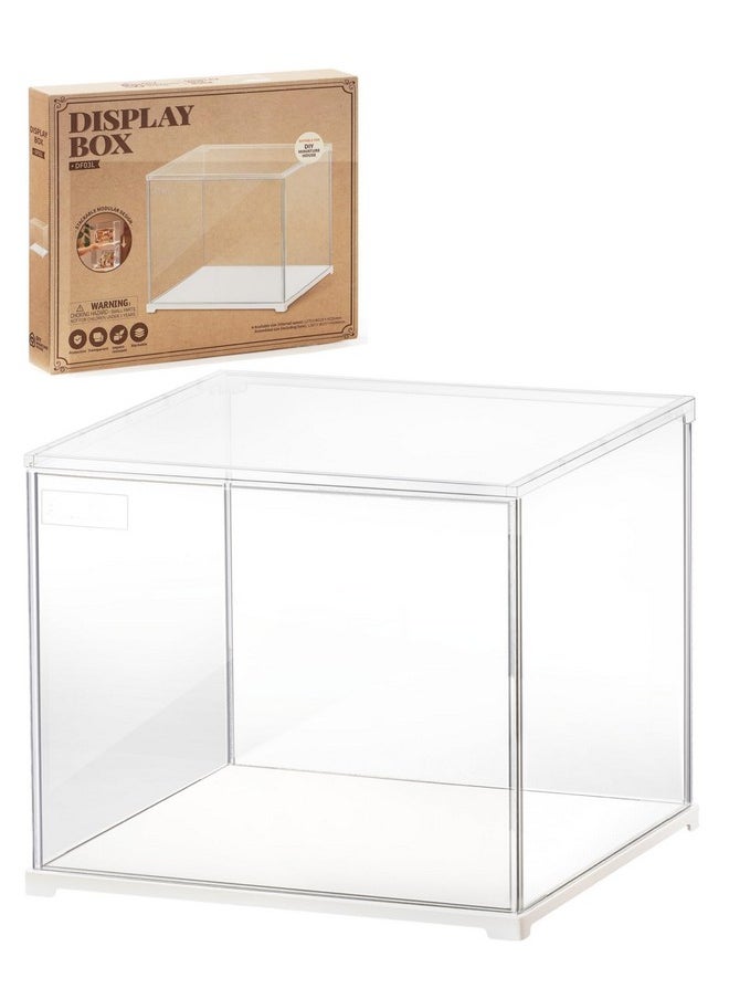 Display Case Dustproof Box Stand With White Base Protection Showcase For Collectibles Display, Assemble Countertop Cube Organizer Stand Storage Boxes