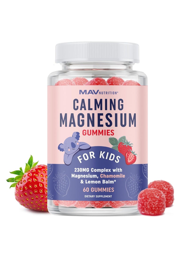 Calming Magnesium Gummies For Kids Yummy Strawberry 60 Gummies