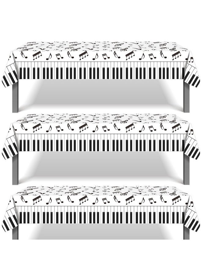 Piano Notes Plastic Tablecloth/Table Cover -3 Pack 86.6X52 Inch Disposable Printed Plastic Tablecloth -Musical Themed Party Supplies Decorations Wedding Birthday Party Favors