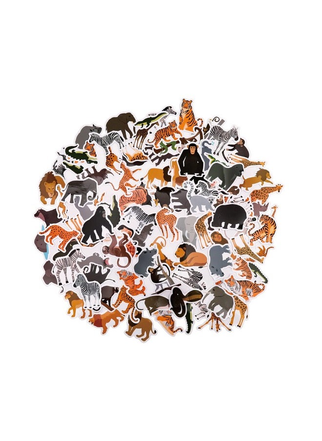 100 Pack Jungle Safari Zoo Animal Stickers, Jungle Party Favors, Party Decorations