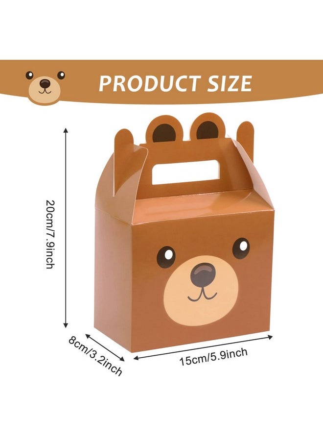 12Pcs Bear Treat Boxes Party Supplies Bear Baby Shower Theme Party Favor Goody Gift Boxes For Kids Boy Girl Brown Bear Theme Birthday Baby Shower Party Decorations Treat Candy Boxes 5.9X3.2X7.9Inch