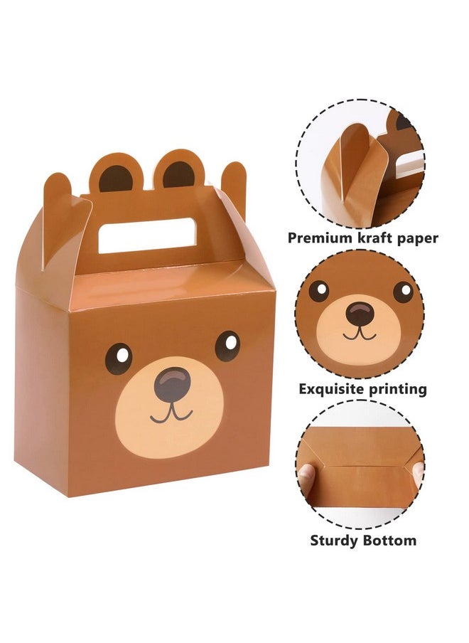 12Pcs Bear Treat Boxes Party Supplies Bear Baby Shower Theme Party Favor Goody Gift Boxes For Kids Boy Girl Brown Bear Theme Birthday Baby Shower Party Decorations Treat Candy Boxes 5.9X3.2X7.9Inch