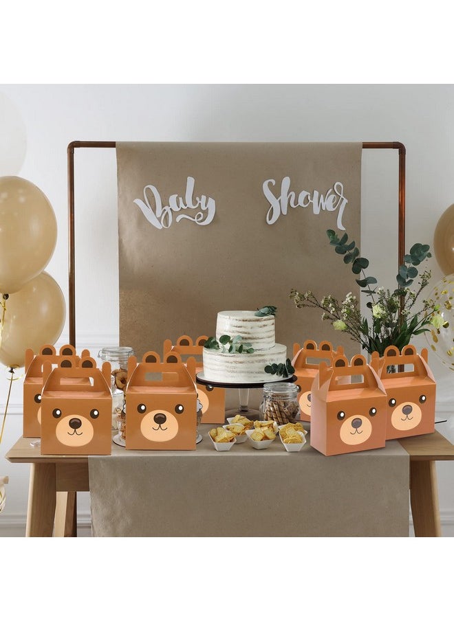 12Pcs Bear Treat Boxes Party Supplies Bear Baby Shower Theme Party Favor Goody Gift Boxes For Kids Boy Girl Brown Bear Theme Birthday Baby Shower Party Decorations Treat Candy Boxes 5.9X3.2X7.9Inch