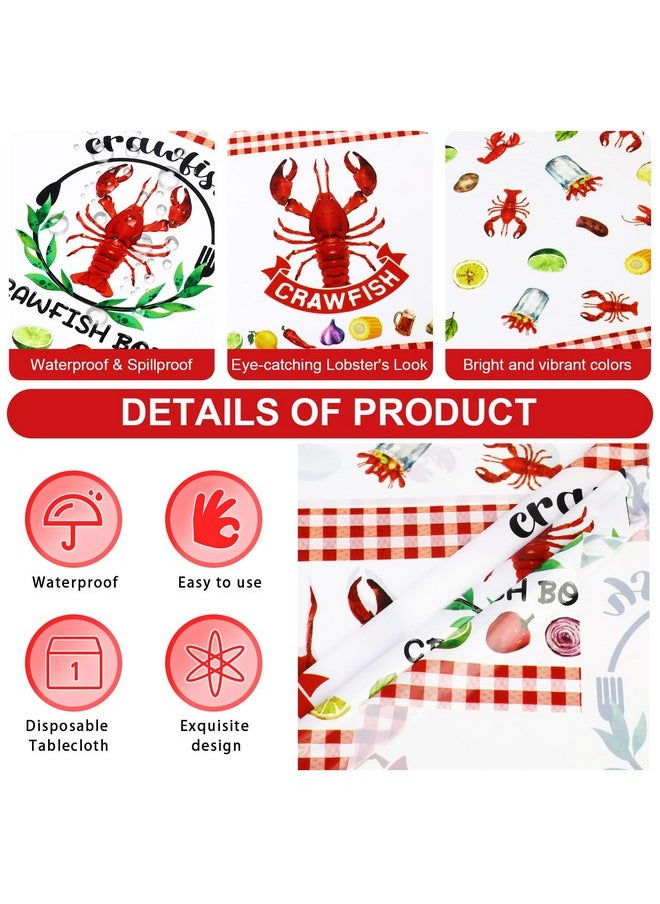 Crawfish Boil Party Supplies - 1Pcs Lobster Tablecloth Plastic Red Lobsters Table Cover Seafood Boil Party Decorations - Rectangular Table Decor 108 X 51Inch …