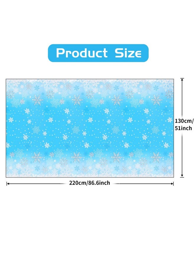 3Pcs Christmas Snowflake Tablecloth Winter Snowflakes Plastic Table Cover Decorations For Winter Christmas Birthday Party Supplies, 51 X 86 Inch, Rectangular