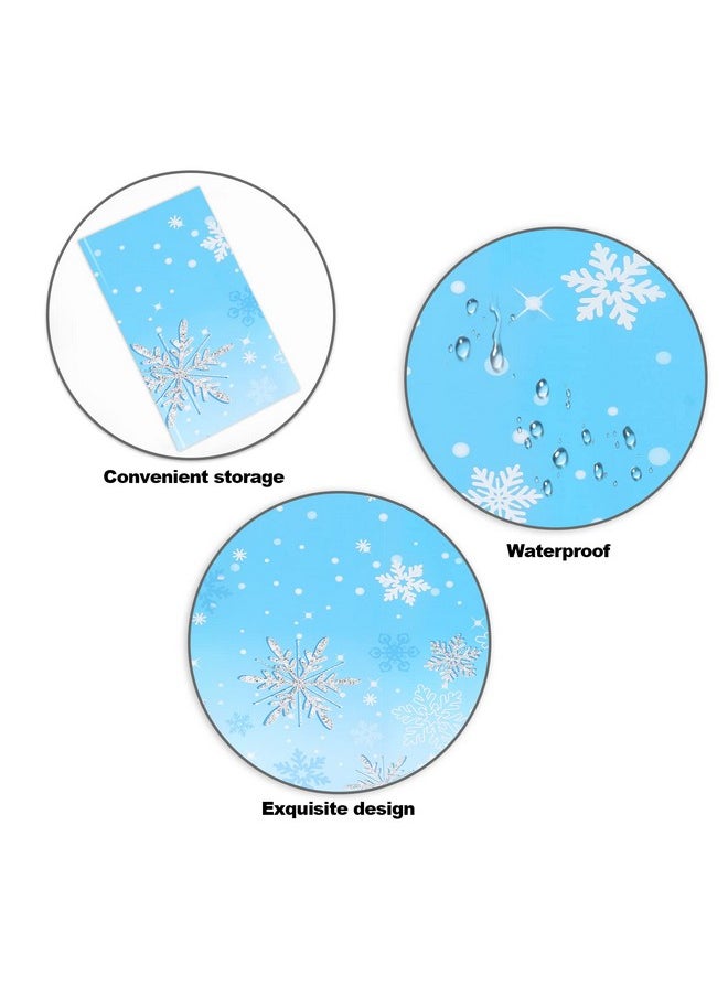 3Pcs Christmas Snowflake Tablecloth Winter Snowflakes Plastic Table Cover Decorations For Winter Christmas Birthday Party Supplies, 51 X 86 Inch, Rectangular