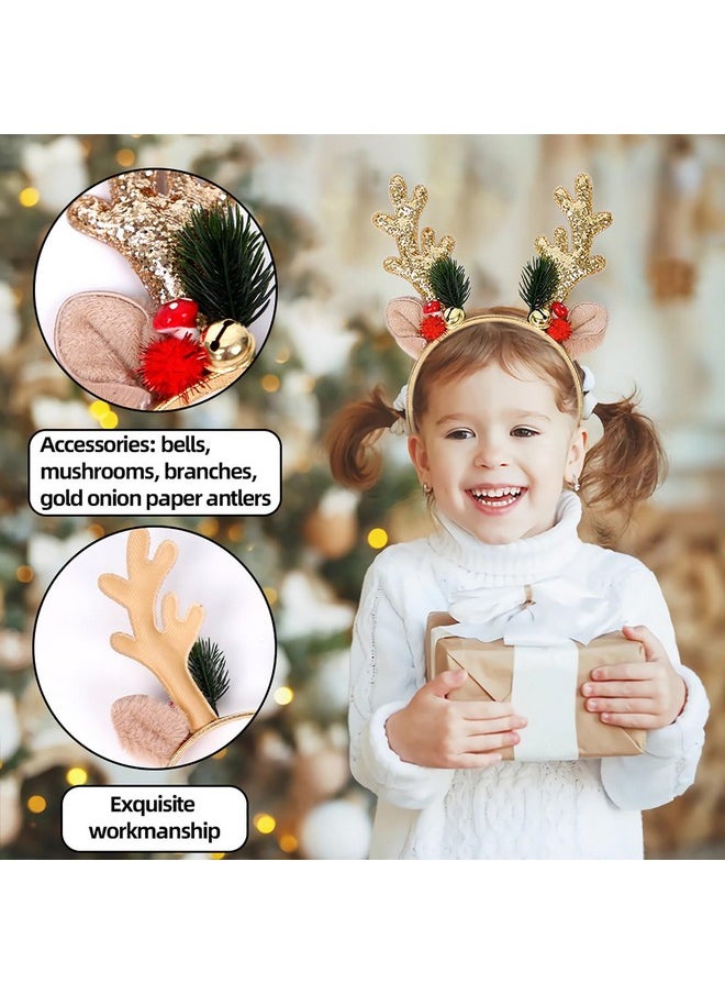 Christmas Headbands Glitter Elk Antlers Headbands Holiday Hair Bands For Women Girl Costume Accessory