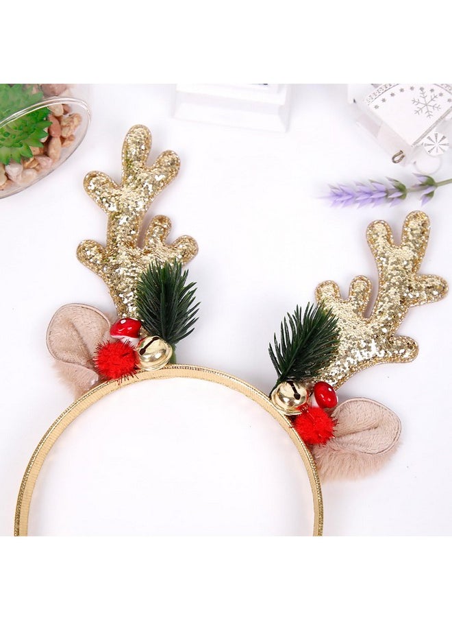 Christmas Headbands Glitter Elk Antlers Headbands Holiday Hair Bands For Women Girl Costume Accessory