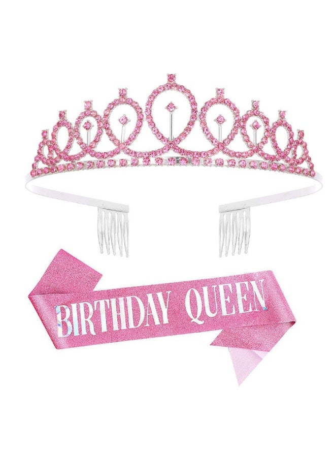 Birthday Girl Sash And Rhinestone Tiara Kit, Birthday Decorations for Girl Birthday Tiara