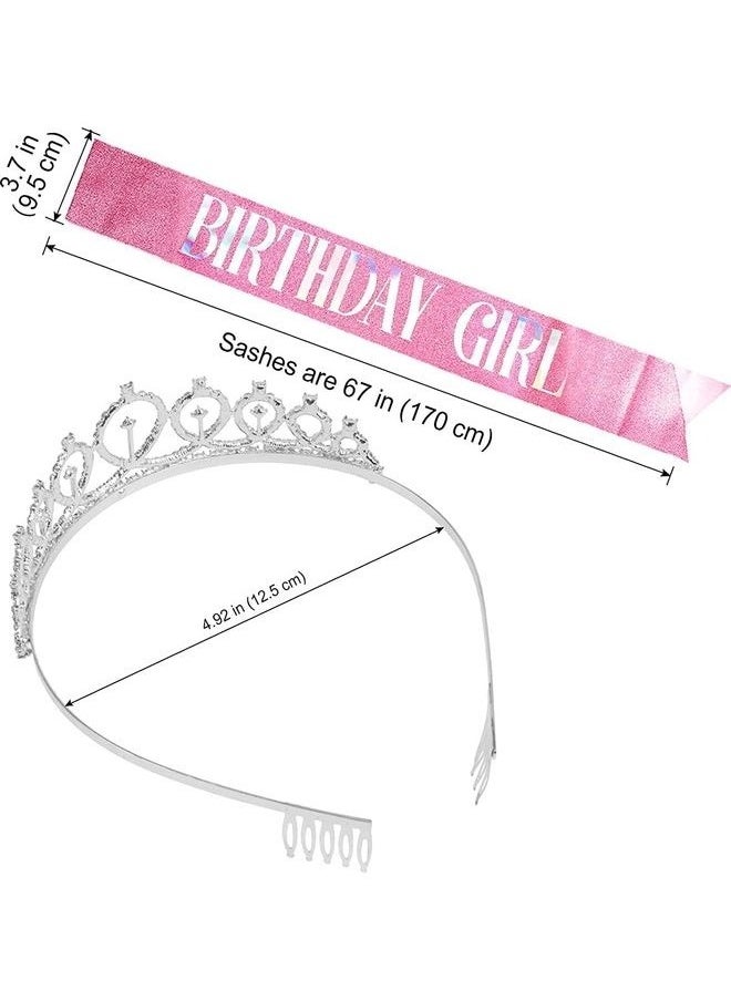 Birthday Girl Sash And Rhinestone Tiara Kit, Birthday Decorations for Girl Birthday Tiara