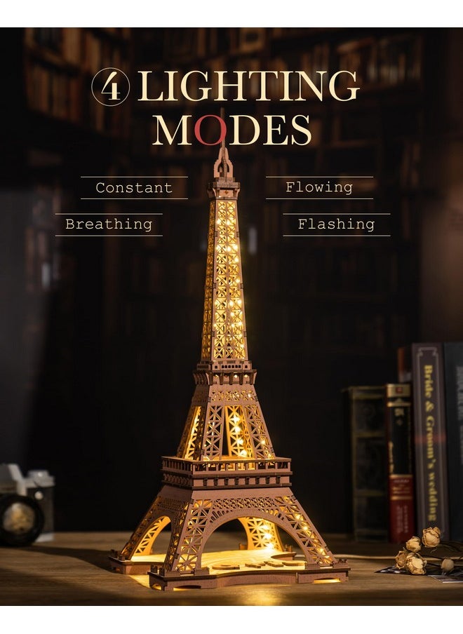 Eiffel Tower,3D Puzzle Model Kits For Adults,Diy 3D Wooden Puzzles For Adults,Builing Set With Led,Home Decoration Festival Gift Idea