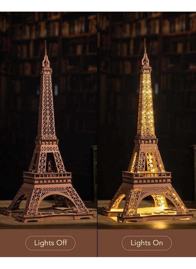 Eiffel Tower,3D Puzzle Model Kits For Adults,Diy 3D Wooden Puzzles For Adults,Builing Set With Led,Home Decoration Festival Gift Idea