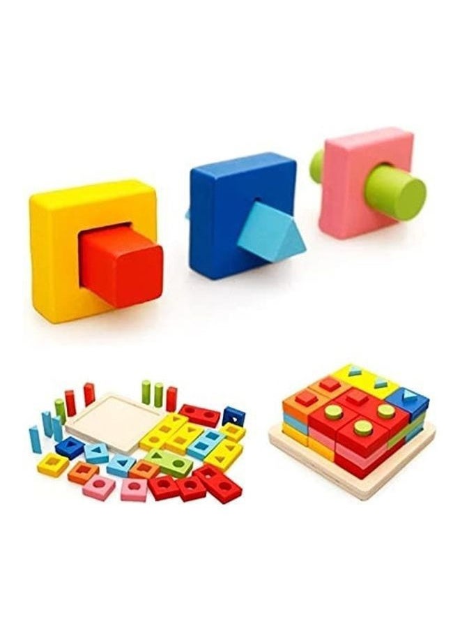 Wooden Shape Blocks Matching Set 19x15x6.5cm